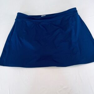 Lands End Womens Navy Blue Swim Skirt Skort Attached Brief 522881 Size 14